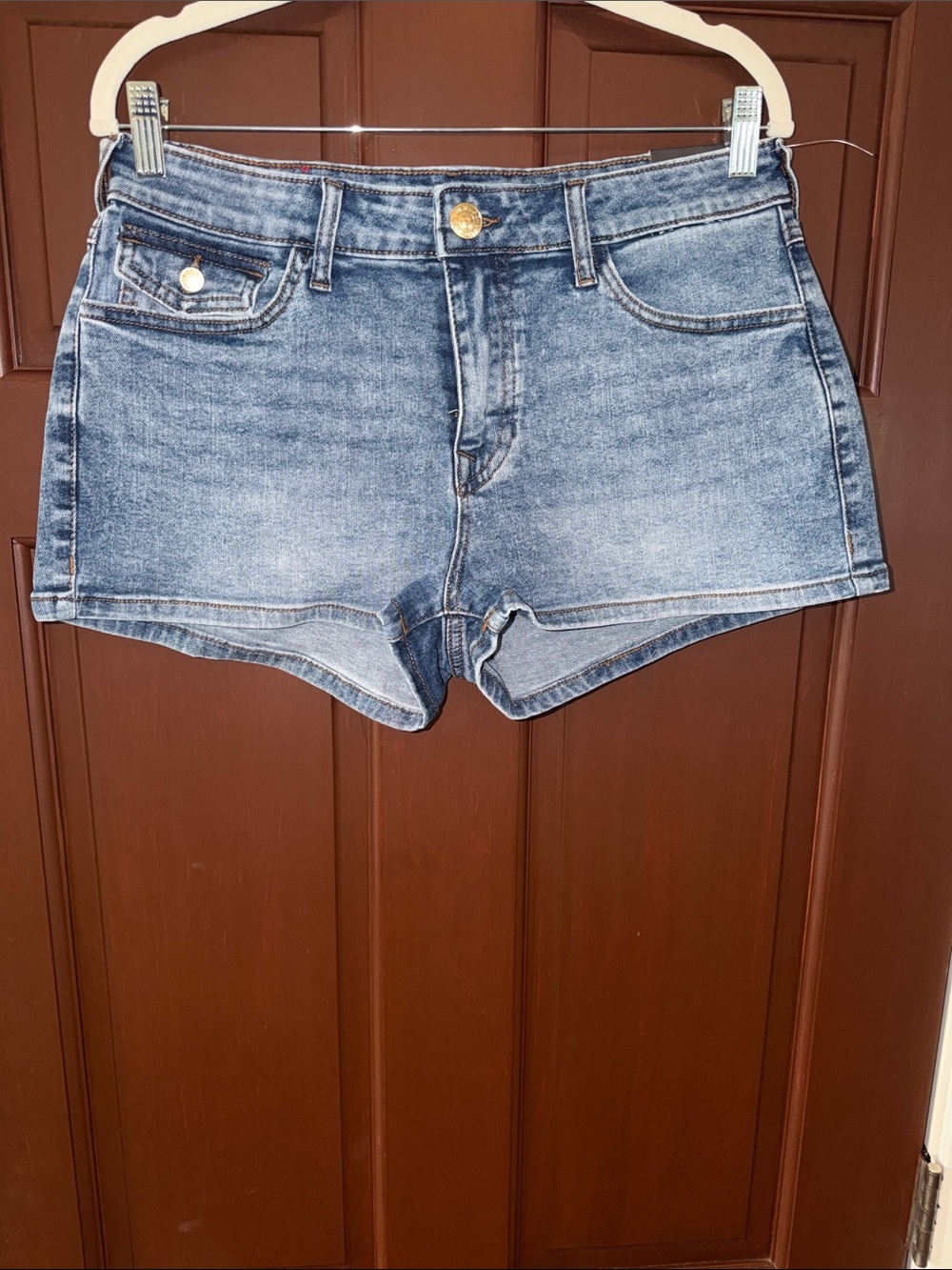 High-Rise Light Blue Denim Women’s Shorts